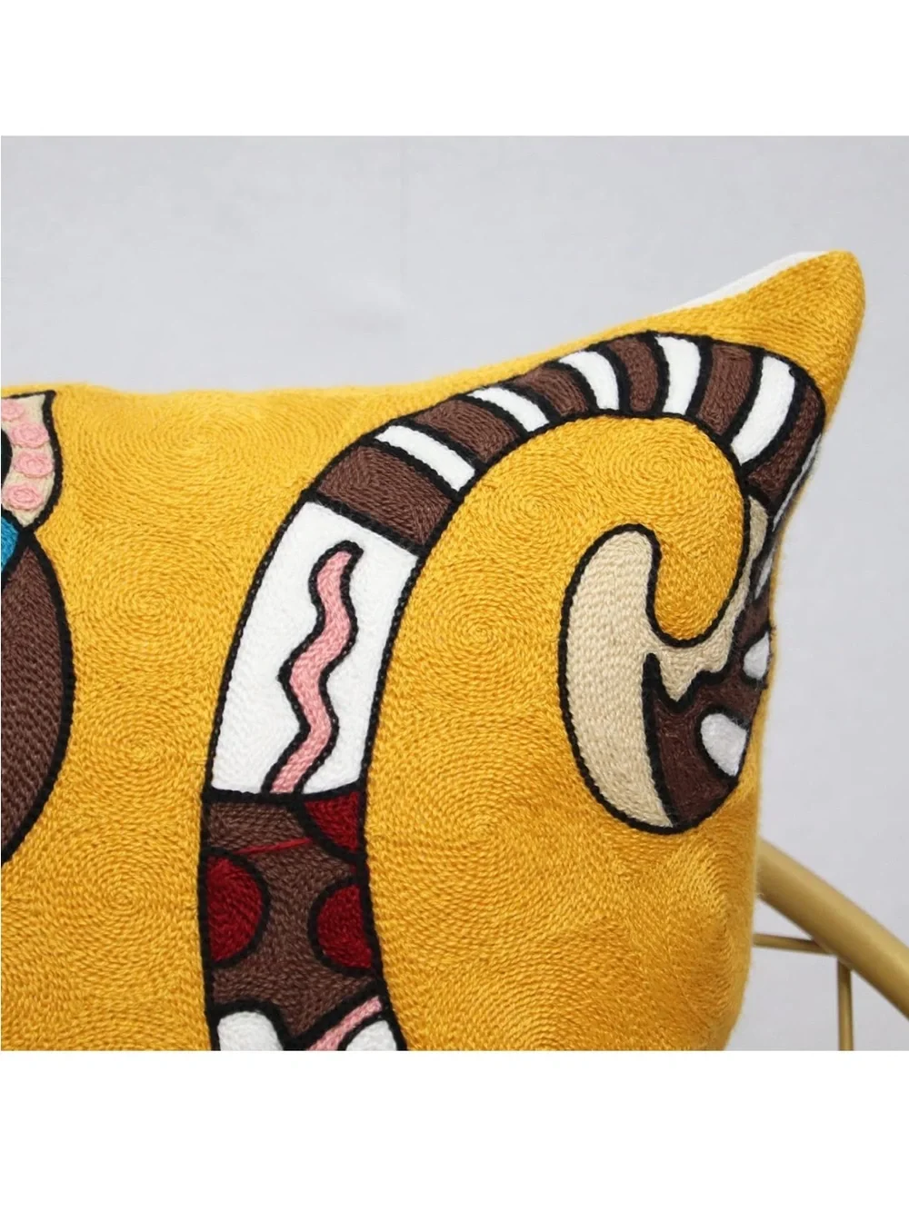 Egyptian Cat Mom Funky Hand Woven 18x18 Cat Pillow cover Yellow gift